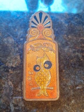 Vintage Greek Brass Paperclip Wirh Enamel Inlay